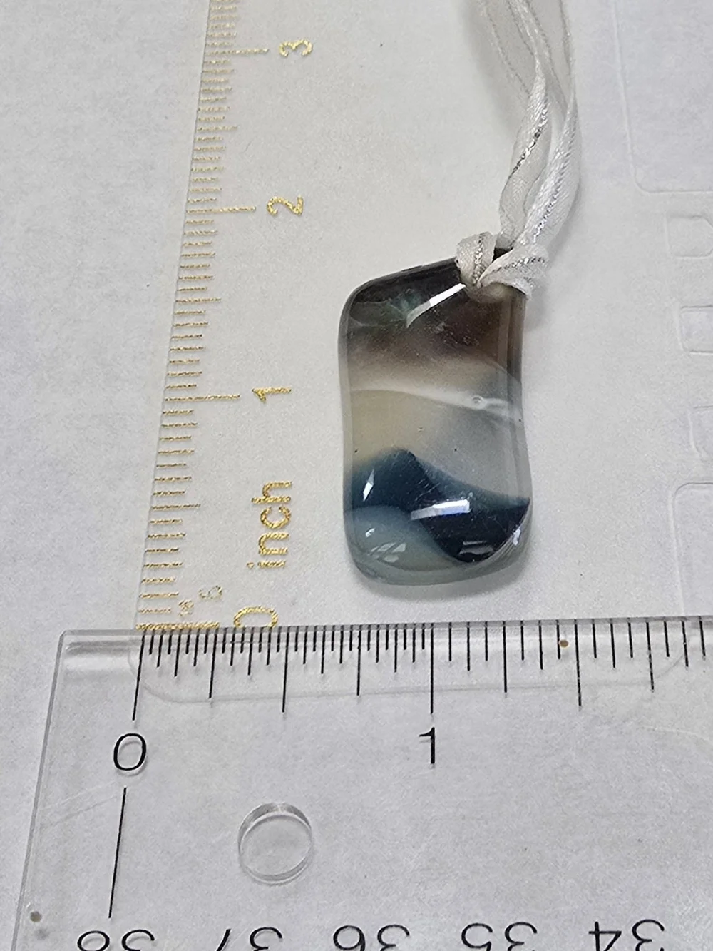 Glass Pendant Necklace - Blue and Cream Swirl
